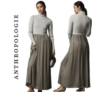 Anthropologie White and Light Blue Maxi Dress